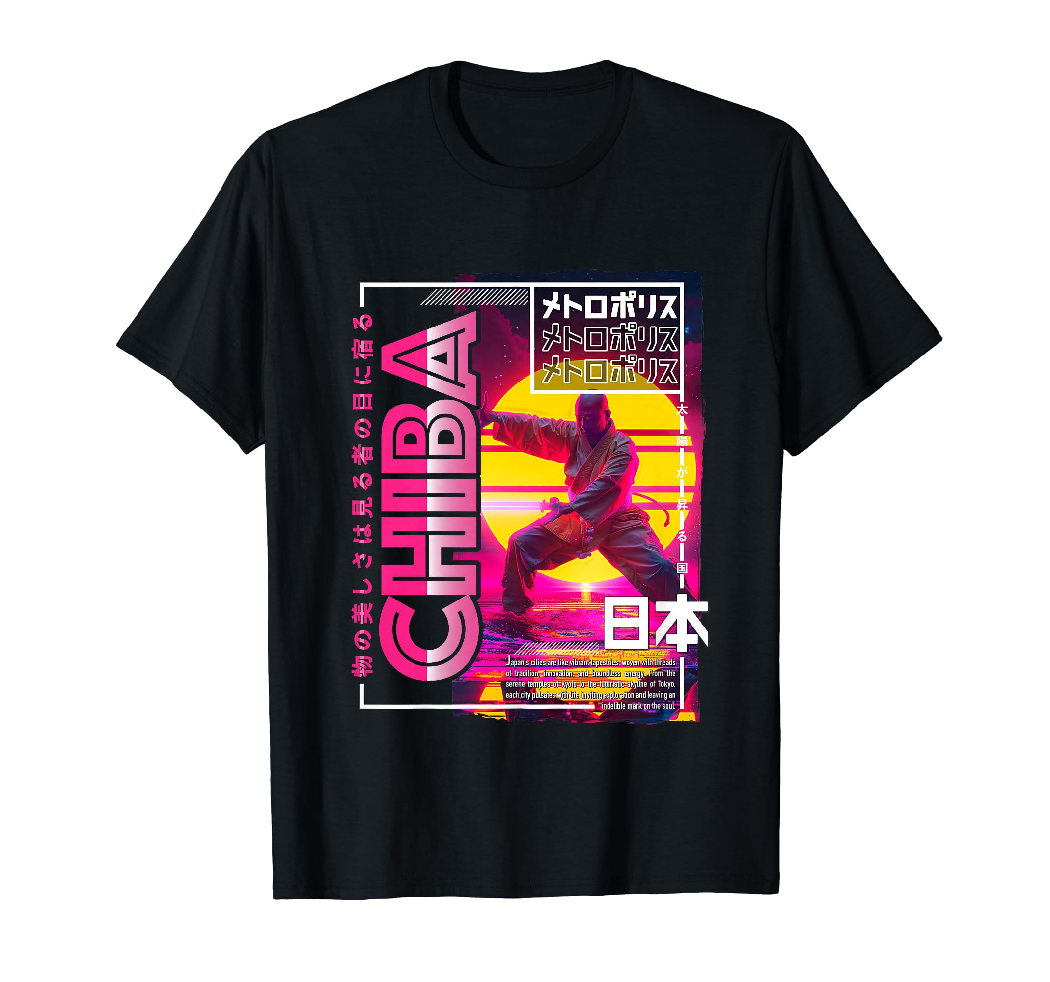Chiba City 80S Synthwave Shaolin Japan T-Shirt - Unique Graphic Men Women - T-Shirt, Sweatshirt, Hoodie