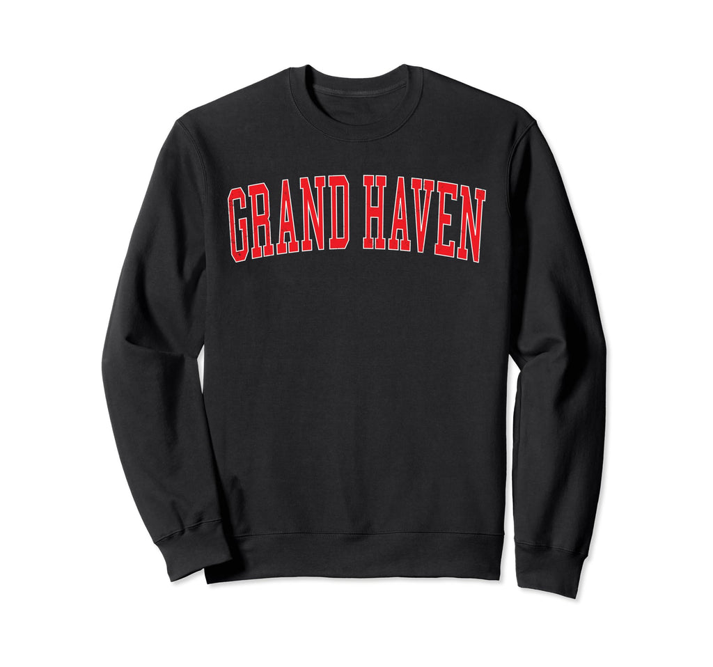 Grand Haven Mi Distressed Red Varsity Sweatshirt - Graphic Print for Adults - T-Shirt, Sweatshirt, Hoodie
