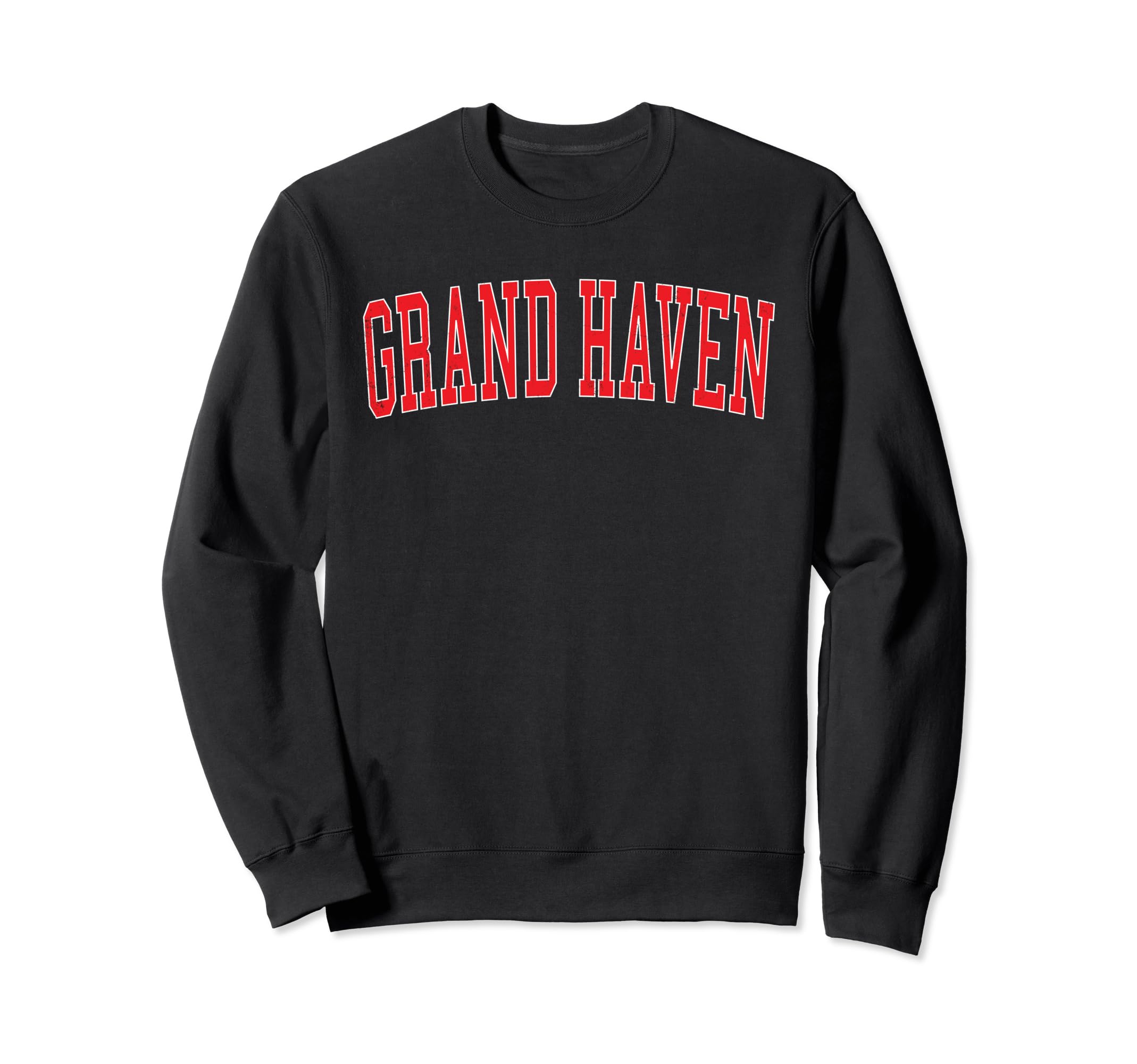 Grand Haven Mi Distressed Red Varsity Sweatshirt - Graphic Print for Adults - T-Shirt, Sweatshirt, Hoodie
