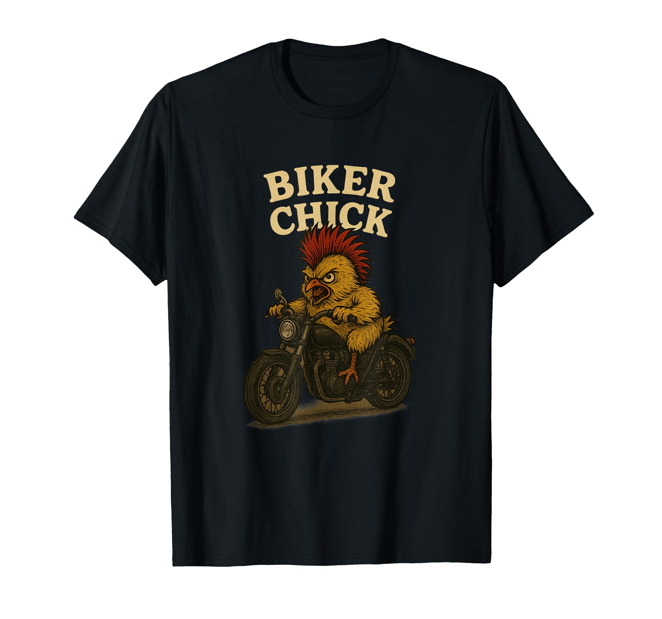 Biker Chick Mohawk Crazy Motorcycle T-Shirt - Trendy Graphic for Adults - T-Shirt, Sweatshirt, Hoodie