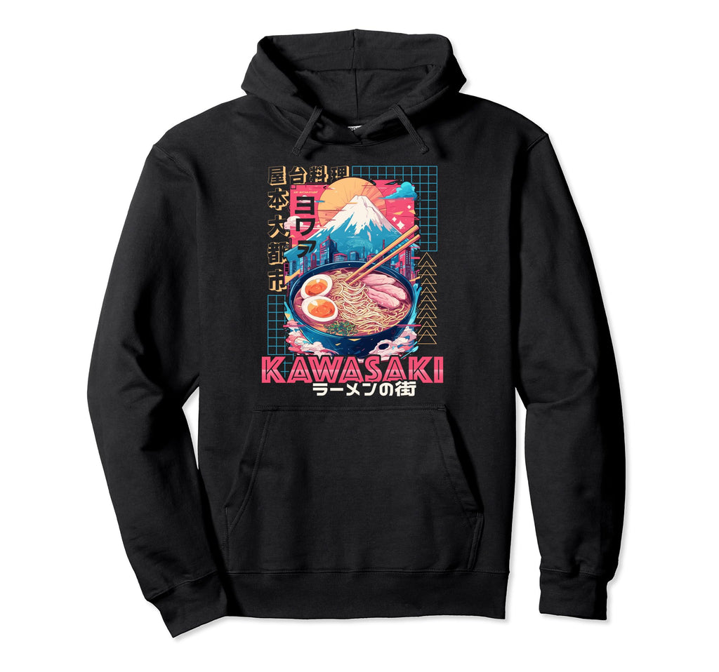 Kawasaki City 80S Synthwave Ramen Bowl Hoodie - Graphic Print Men Women - T-Shirt, Sweatshirt, Hoodie