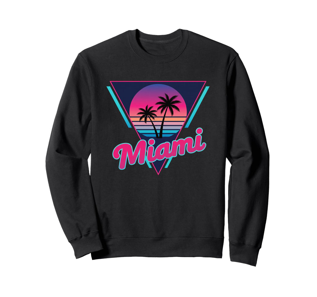 Miami Palm Sunset Nostalgia Sweatshirt - Casual Everyday Wear Men Women - T-Shirt, Sweatshirt, Hoodie