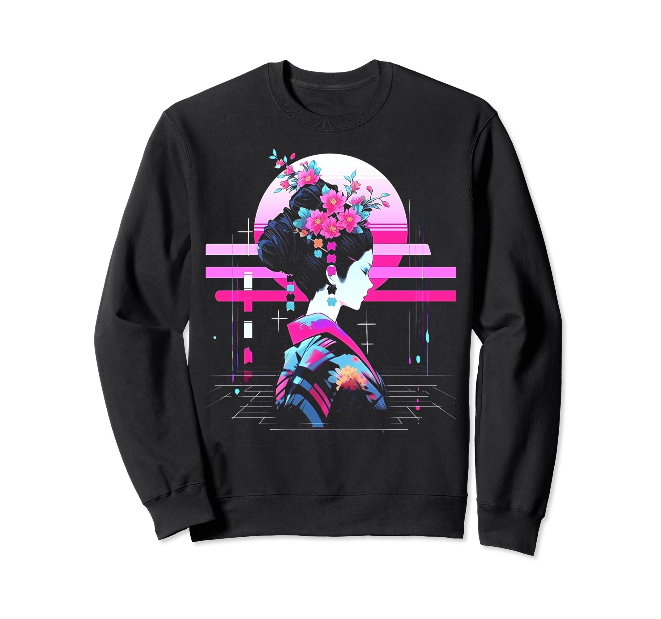 Vaporwave Geisha 80S Synthwave 37 Sweatshirt - Graphic Print for Adults - T-Shirt, Sweatshirt, Hoodie