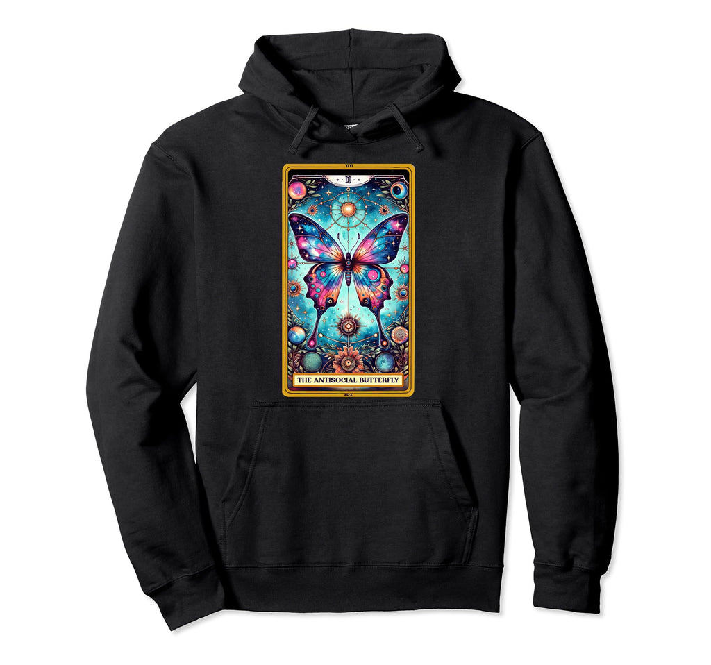 Anti Social Butterfly Tarot Card Hoodie - Minimalist Print Men Women - T-Shirt, Sweatshirt, Hoodie