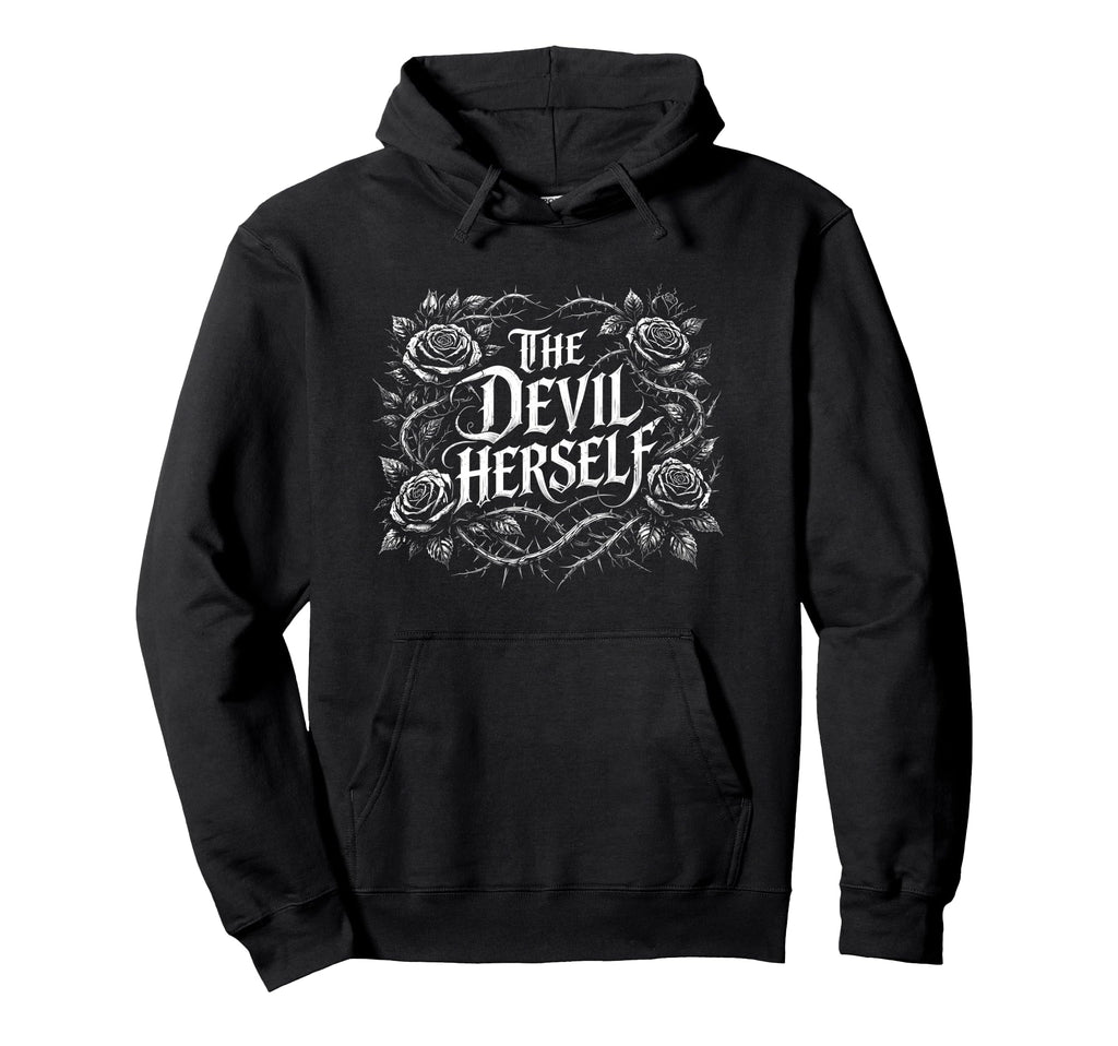 Devil Herself Occult Dark Feminine Hoodie - Trendy Graphic Unisex - T-Shirt, Sweatshirt, Hoodie