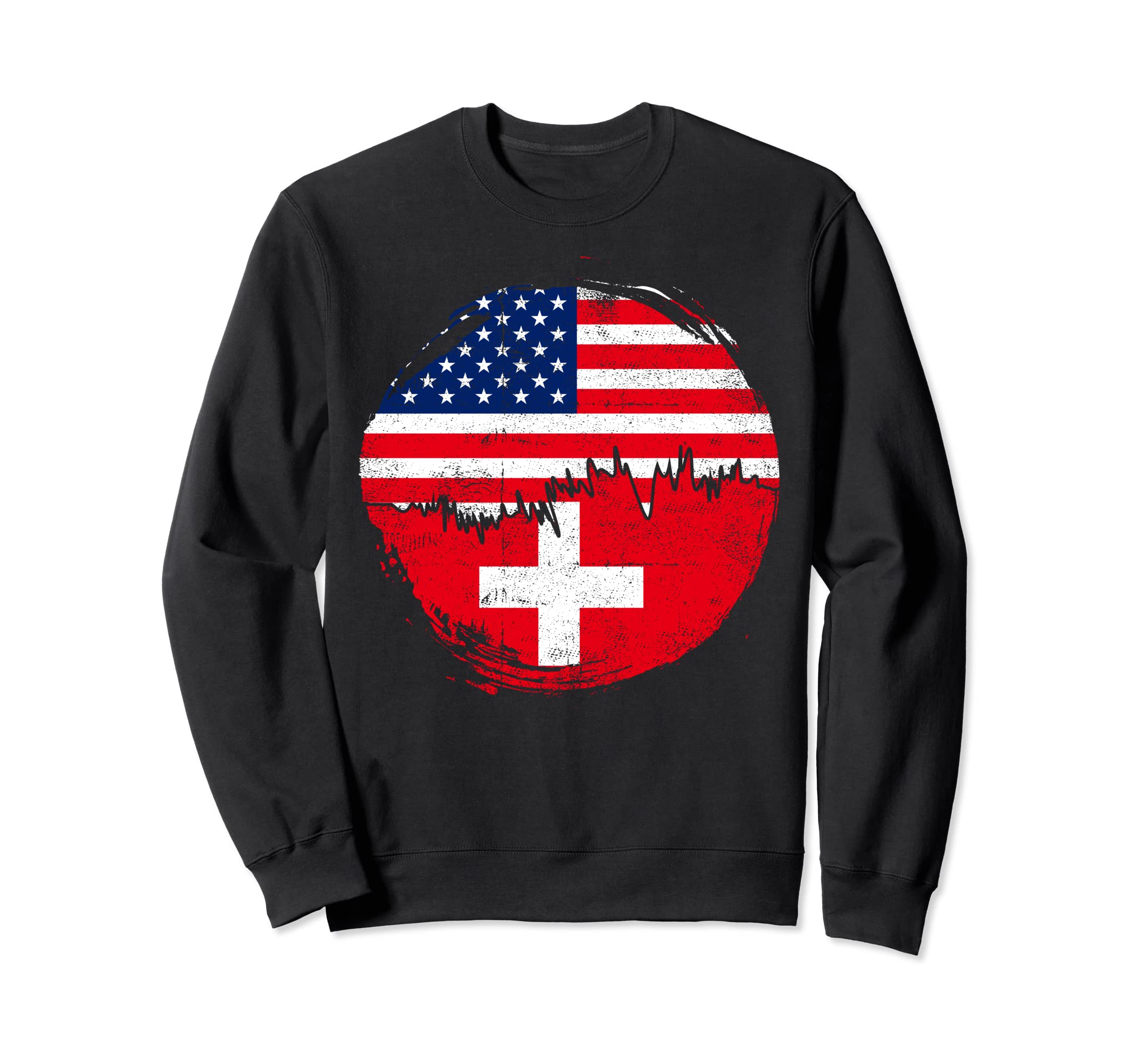 Swiss American Flag Roots Sweatshirt - Aesthetic Graphic for Adults - T-Shirt, Sweatshirt, Hoodie