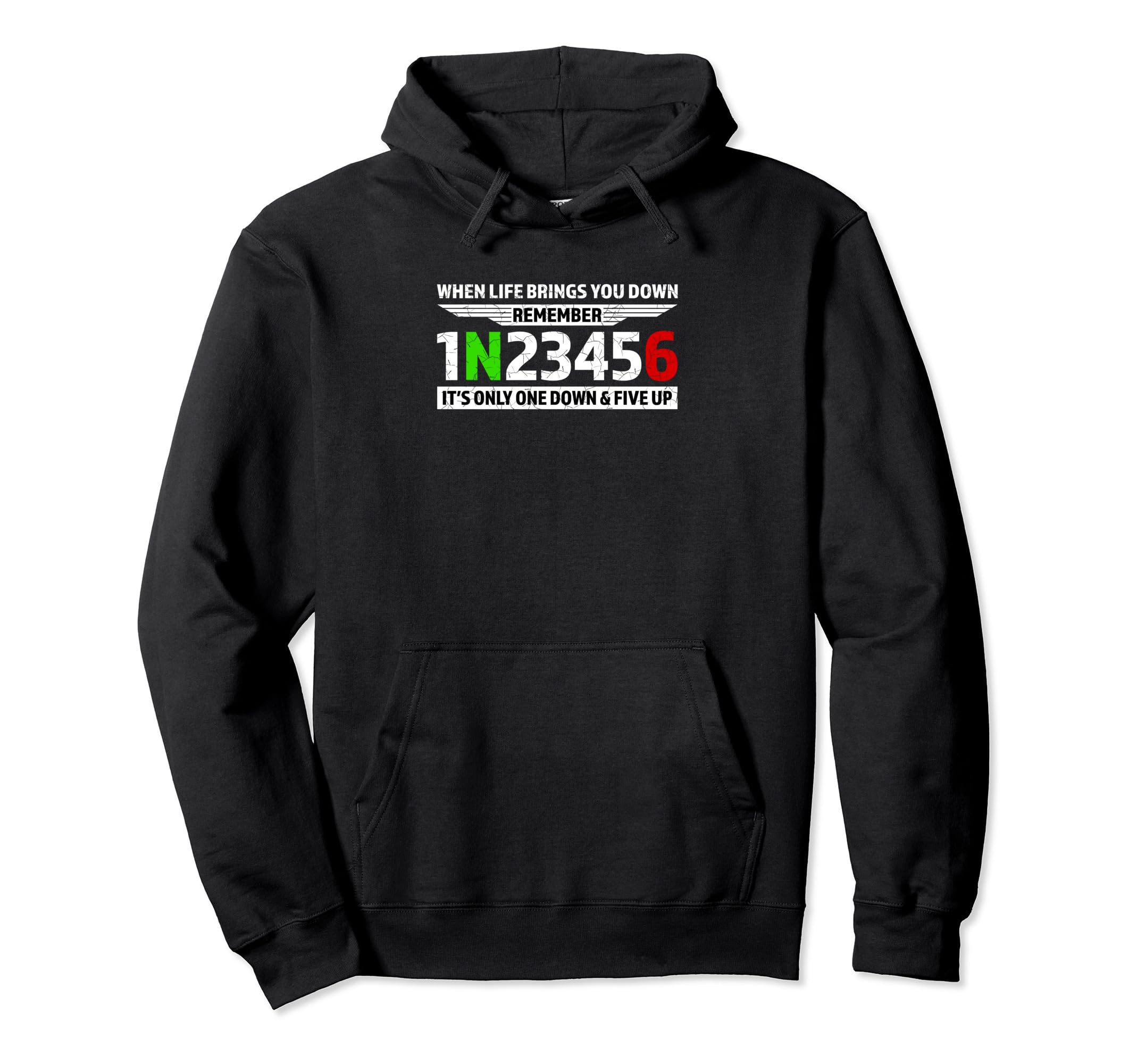 Biker 1N23456 Motorcycle Gear Shift Hoodie - Trendy Graphic Unisex - T-Shirt, Sweatshirt, Hoodie