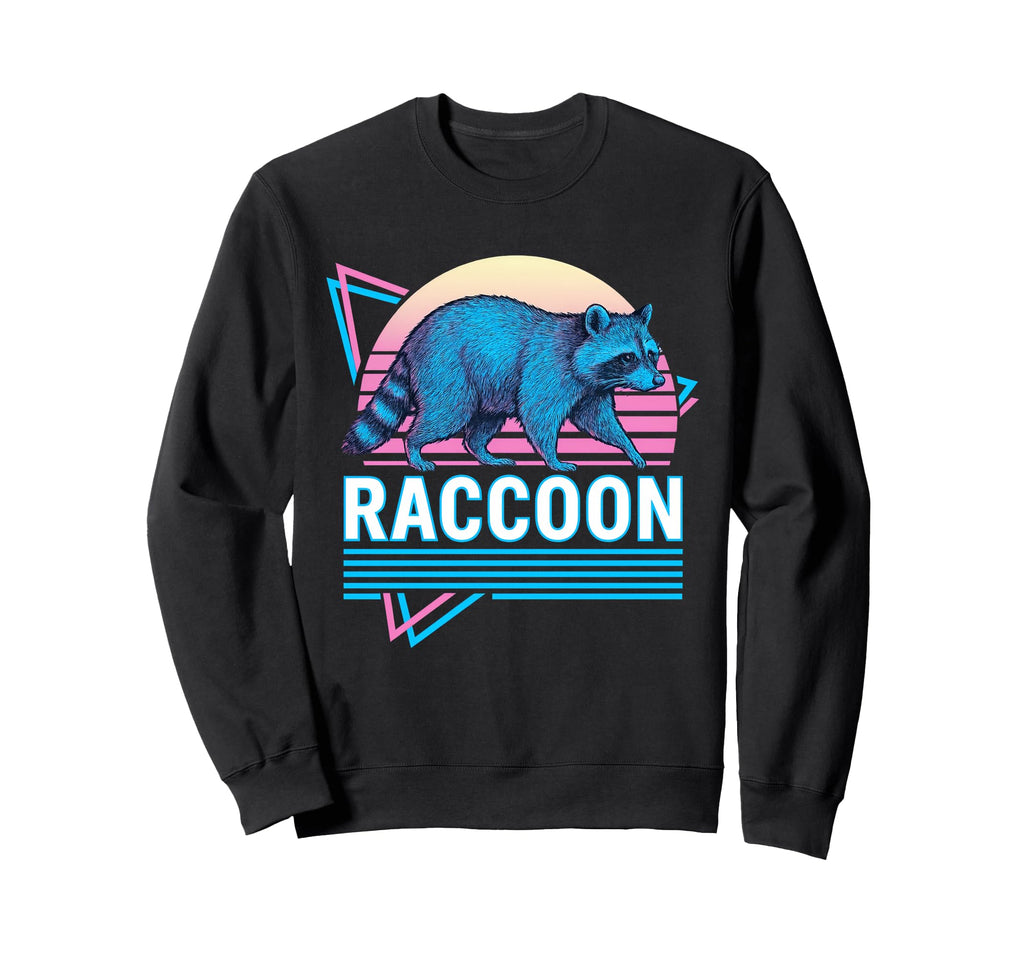 Raccoon Synthwave Aesthetic Animal Sweatshirt - Minimalist Print Men Women - T-Shirt, Sweatshirt, Hoodie