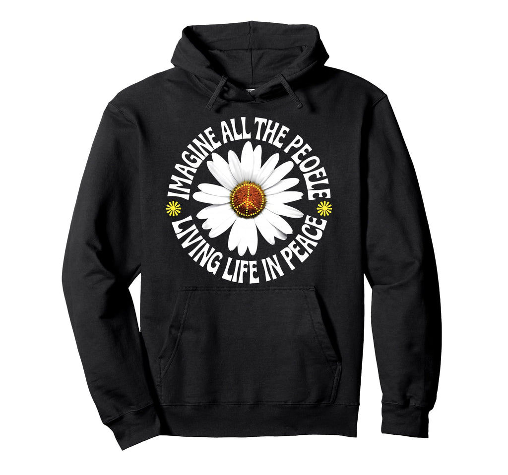 Peace Flower Imagine All People Boho Hoodie - Streetwear Style for Adults - T-Shirt, Sweatshirt, Hoodie
