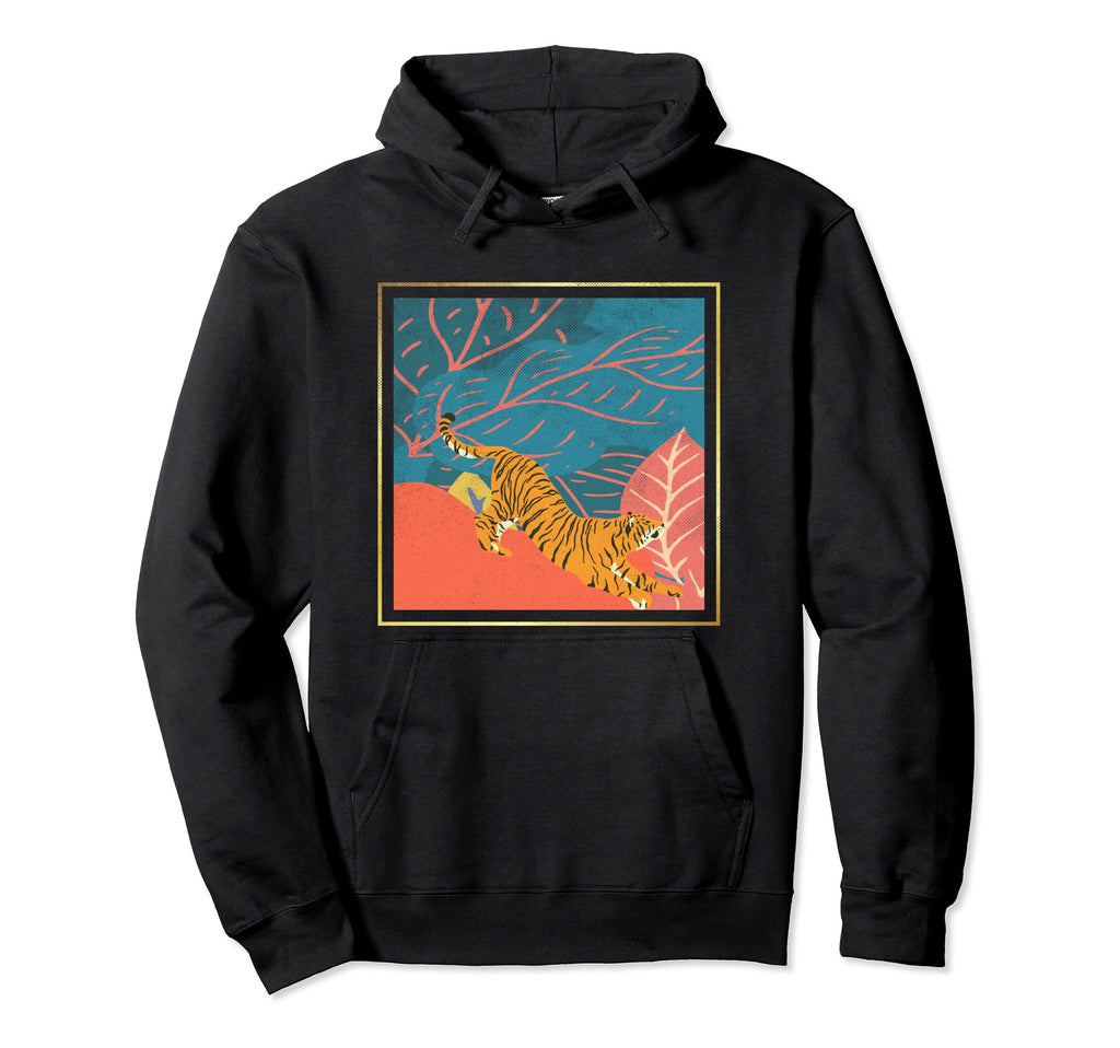 Japanese Art Tiger Lover Yoga Distressed Hoodie - Unique Graphic for Adults - T-Shirt, Sweatshirt, Hoodie