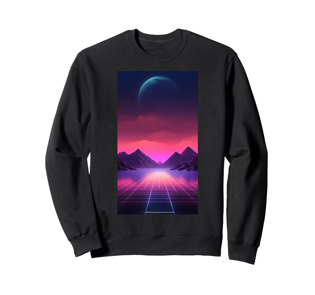 Retrowave Mountains 80S Sweatshirt - Fun Novelty Design Men Women - T-Shirt, Sweatshirt, Hoodie