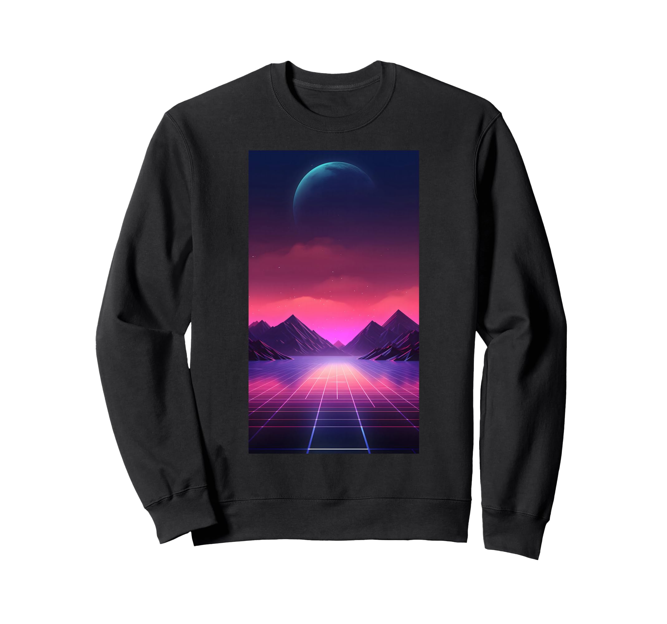 Retrowave Mountains 80S Sweatshirt - Fun Novelty Design Men Women - T-Shirt, Sweatshirt, Hoodie