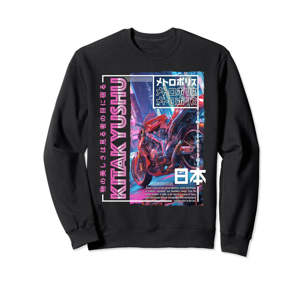 Kitakyushu City 80S Synthwave Sweatshirt - Streetwear Style Unisex - T-Shirt, Sweatshirt, Hoodie
