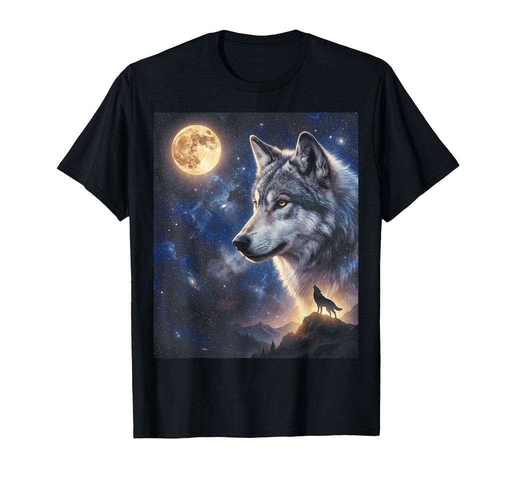 Celestial Lone Wolf Full Moon T-Shirt - Aesthetic Graphic for Adults - T-Shirt, Sweatshirt, Hoodie