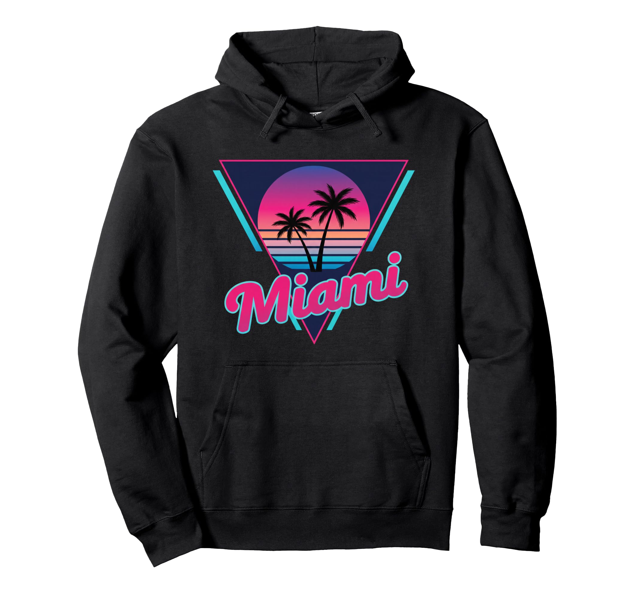 Miami Palm Sunset Nostalgia 1980S Beach Hoodie - Graphic Print Unisex - T-Shirt, Sweatshirt, Hoodie