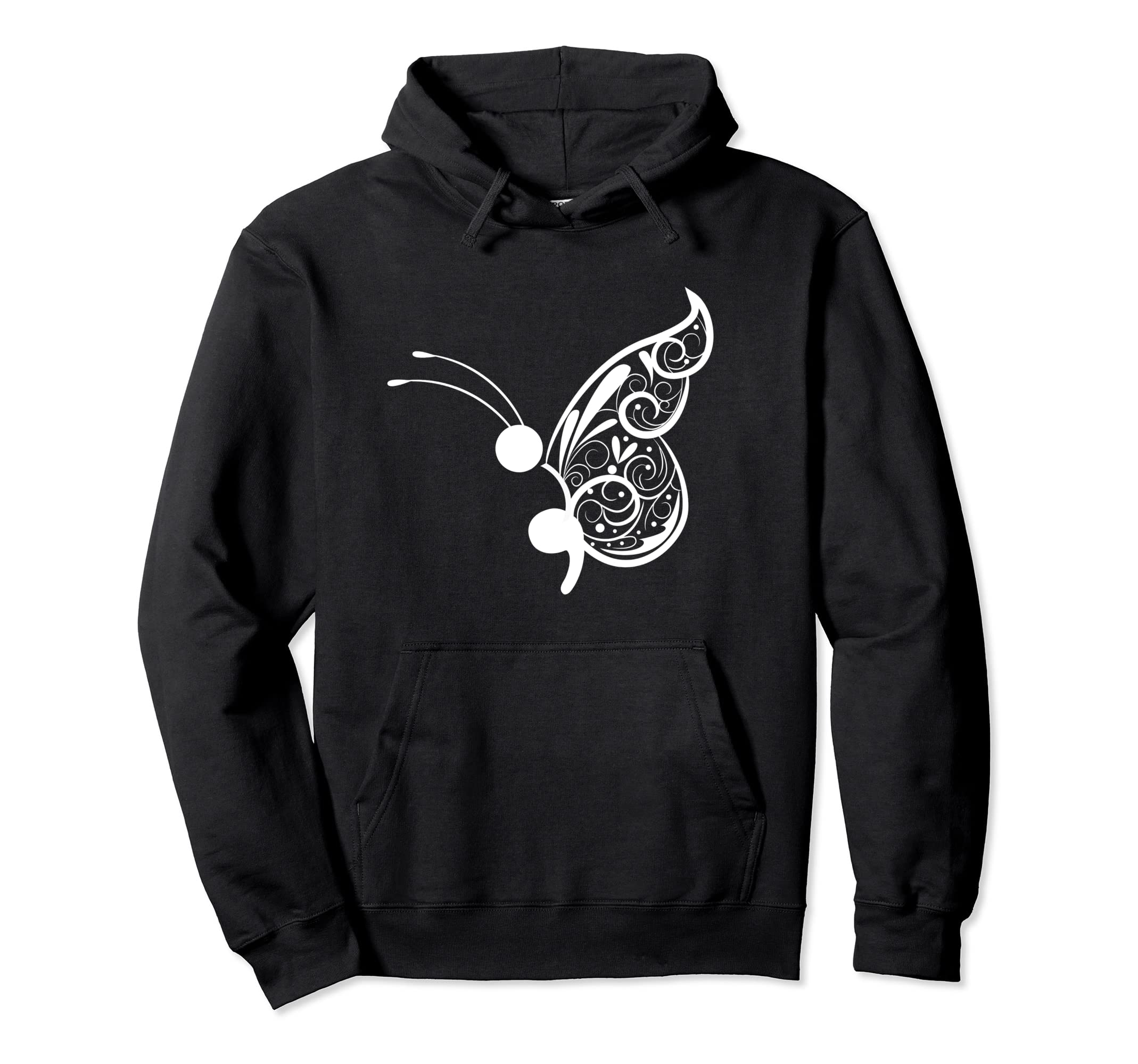 Semicolon Butterfly Pocket Butterfly Hoodie - Unique Graphic Men Women - T-Shirt, Sweatshirt, Hoodie
