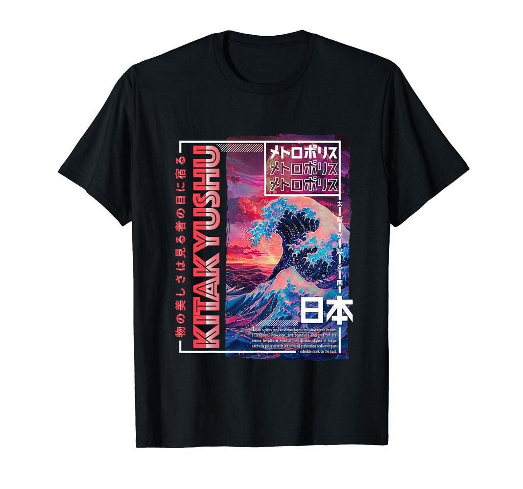 Kitakyushu City 80S Synthwave T-Shirt - Custom Art Print Men Women - T-Shirt, Sweatshirt, Hoodie