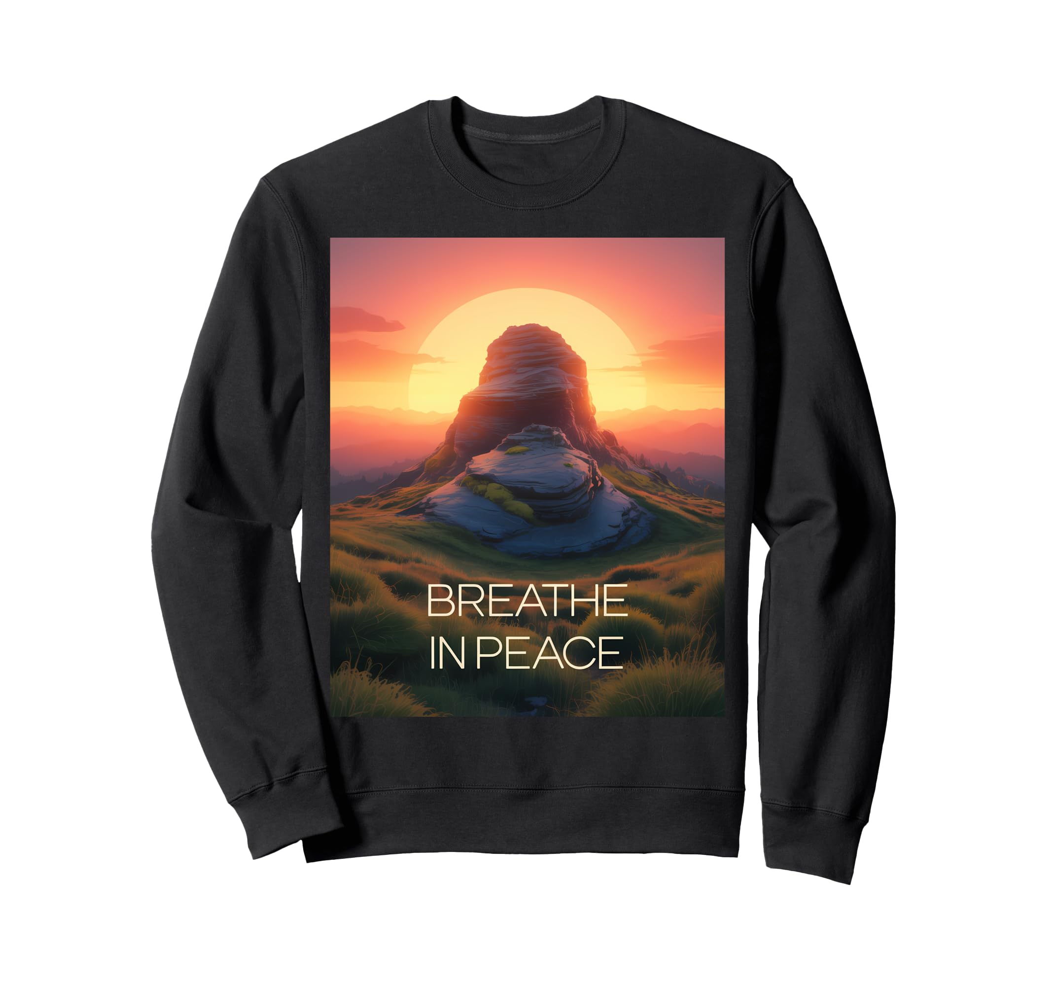 Mindfulness Meditation Mountain Sunrise Sweatshirt - Trendy Graphic Unisex - T-Shirt, Sweatshirt, Hoodie