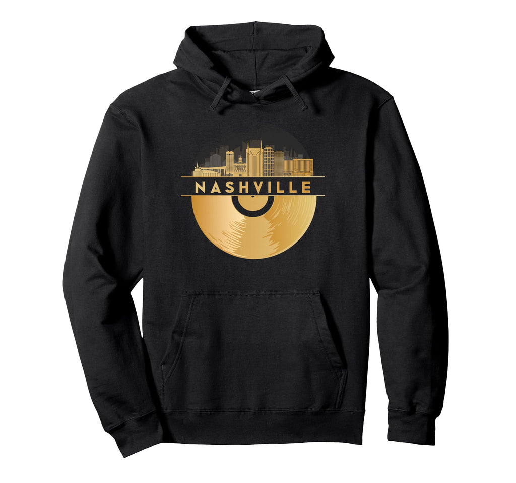 Vinyl Record Player Disco Music Skyline Hoodie - Aesthetic Graphic Unisex - T-Shirt, Sweatshirt, Hoodie