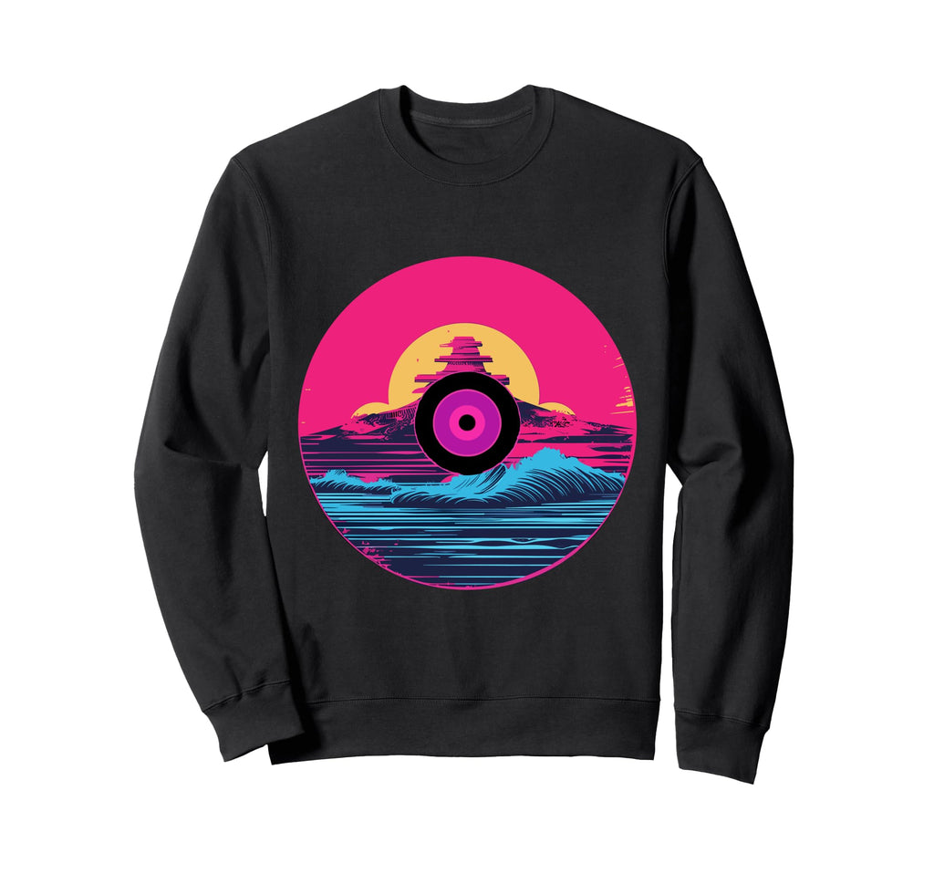 Waves Vinyl Record Vaporwave Music Sweatshirt - Unique Graphic Unisex - T-Shirt, Sweatshirt, Hoodie