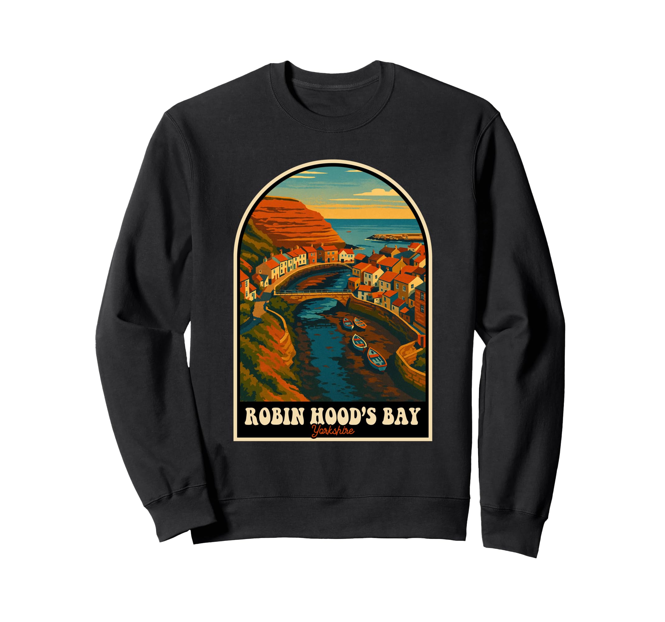 Robin Hoods Bay Travel Yorkshire Sweatshirt - Minimalist Print for Adults - T-Shirt, Sweatshirt, Hoodie