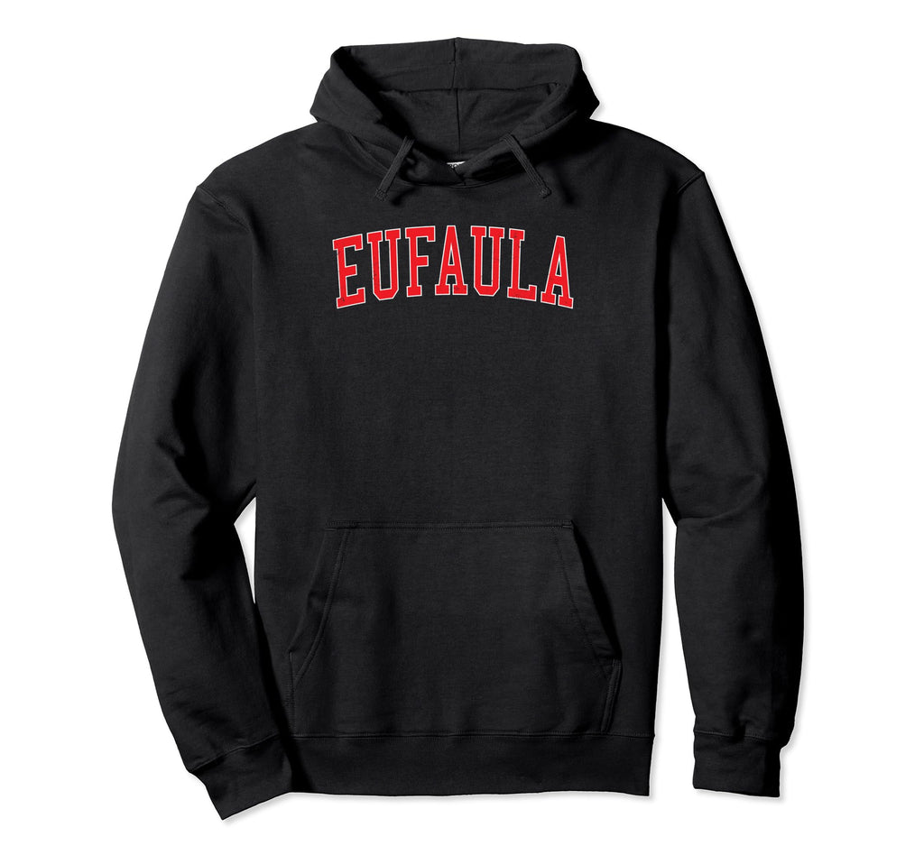 Eufaula Al Distressed Red Varsity Hoodie - Fun Novelty Design Unisex - T-Shirt, Sweatshirt, Hoodie