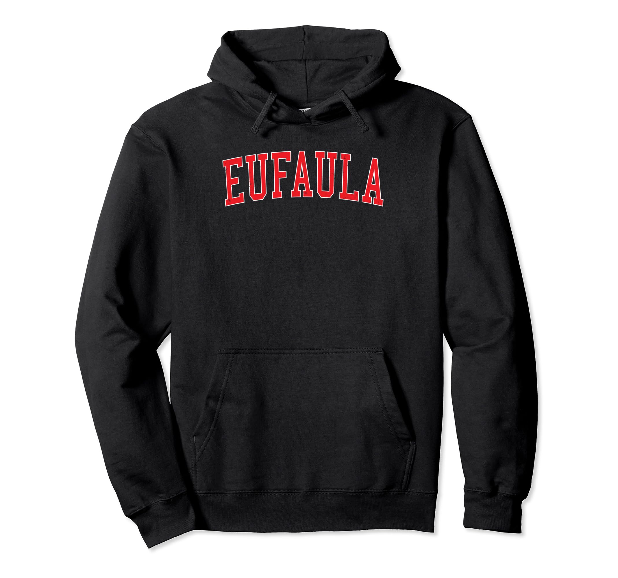 Eufaula Al Distressed Red Varsity Hoodie - Fun Novelty Design Unisex - T-Shirt, Sweatshirt, Hoodie