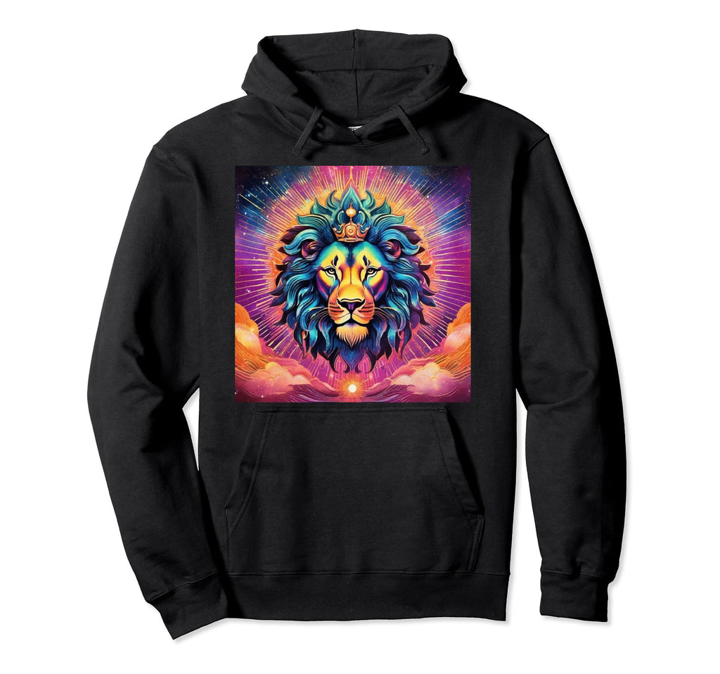 Cat Synthwave 80S Lovers Celestial Lion Hoodie - Unique Graphic Unisex - T-Shirt, Sweatshirt, Hoodie