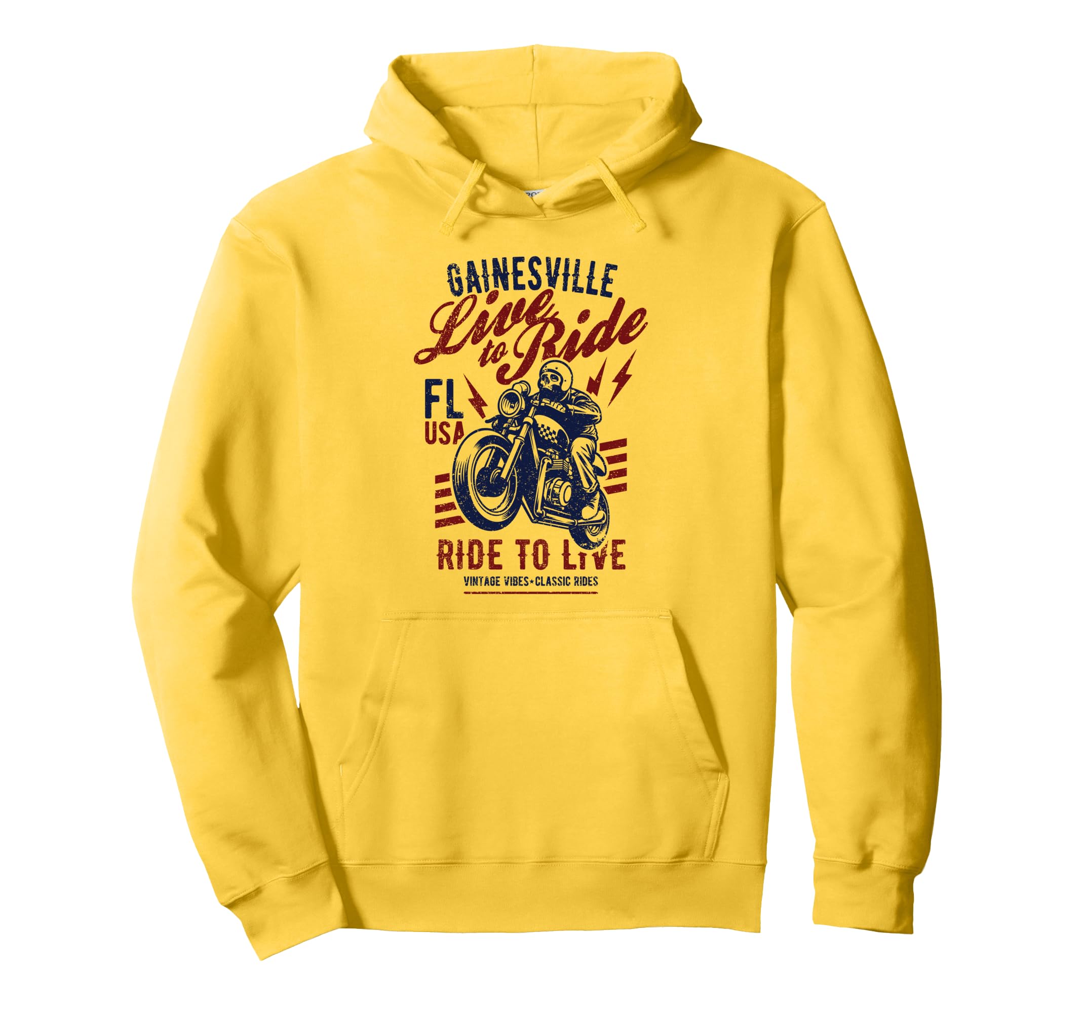 Gainesville Florida Motorcycle Skull Hoodie - Custom Art Print for Adults - T-Shirt, Sweatshirt, Hoodie