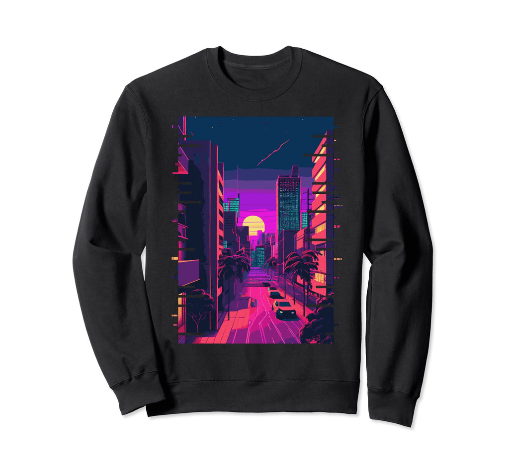 Japanese City Indie Aesthetic Glitch Sweatshirt - Trendy Graphic Men Women - T-Shirt, Sweatshirt, Hoodie