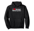 I Love Heart British Motorcycles Motorbike Hoodie - Trendy Graphic Unisex - T-Shirt, Sweatshirt, Hoodie