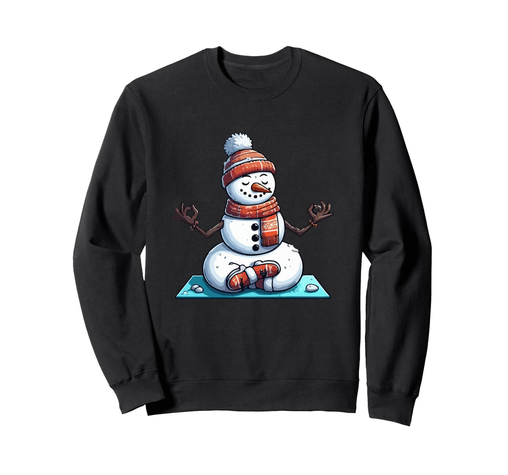 Meditation Snowman Yoga Pose Relaxing Sweatshirt - Trendy Graphic Unisex - T-Shirt, Sweatshirt, Hoodie