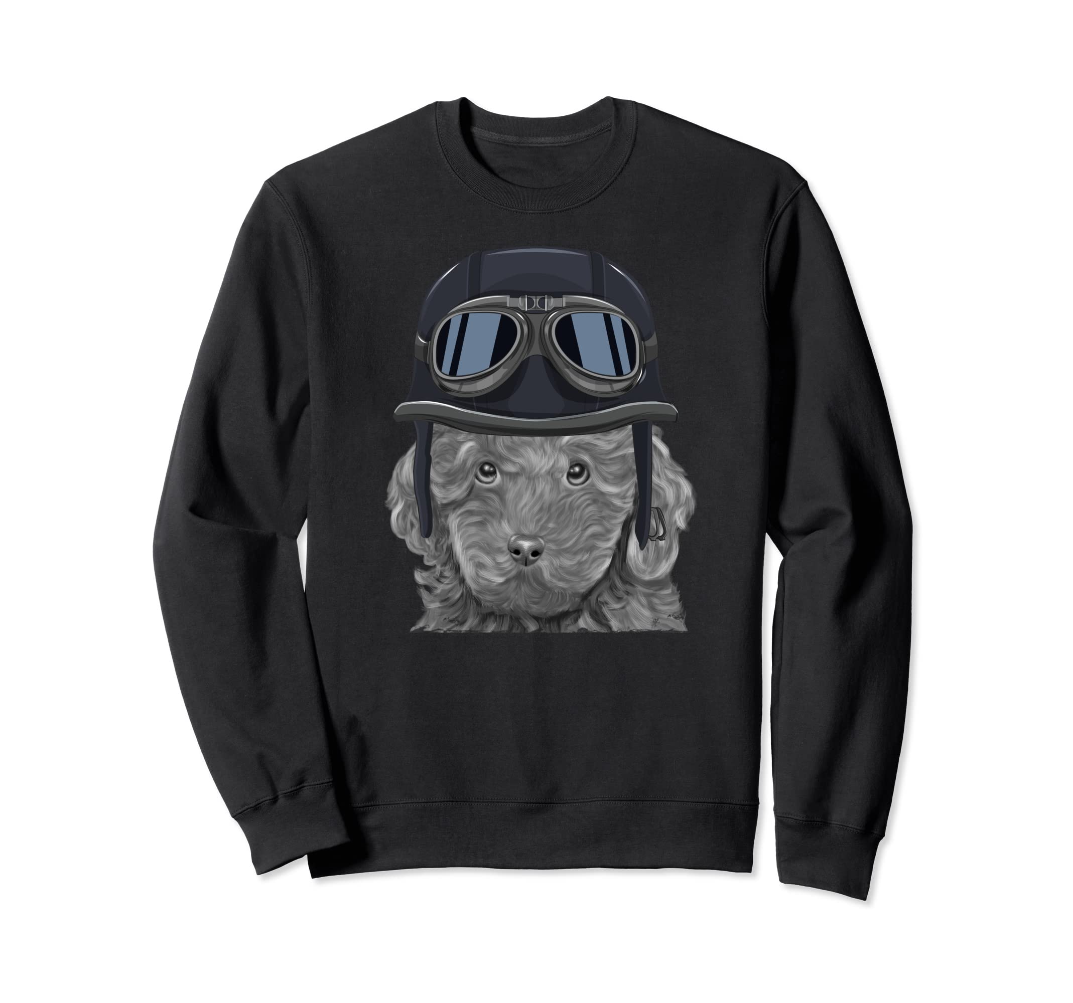 Brown Poodle Wearing Motorcycle Sweatshirt - Unique Graphic for Adults - T-Shirt, Sweatshirt, Hoodie