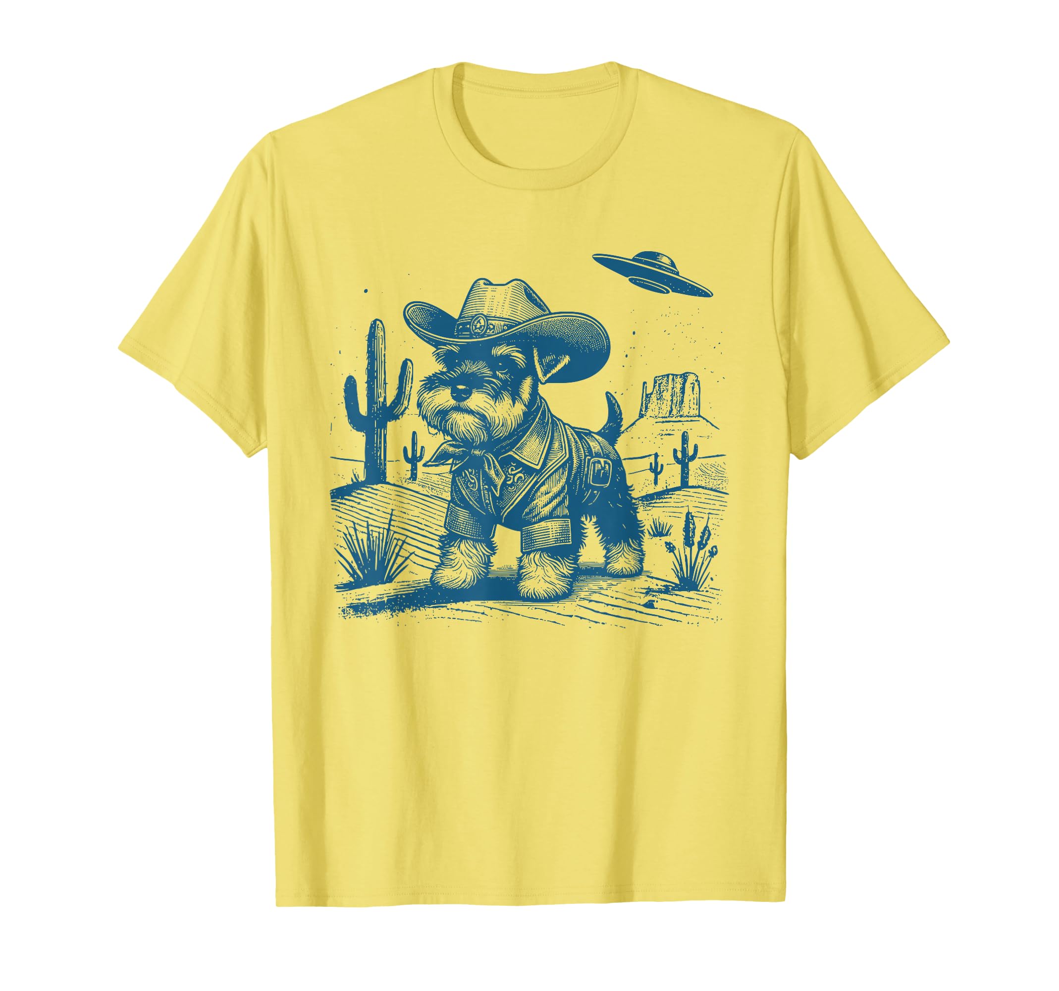 Schnauzer Ufo Western Funny Cowboy T-Shirt - Streetwear Style Unisex - T-Shirt, Sweatshirt, Hoodie