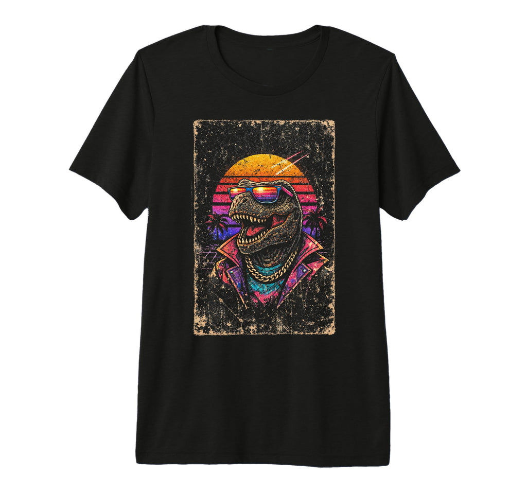 80S Synthwave T Rex Tyrannosaurus T-Shirt - Novelty Apparel Unisex - T-Shirt, Sweatshirt, Hoodie