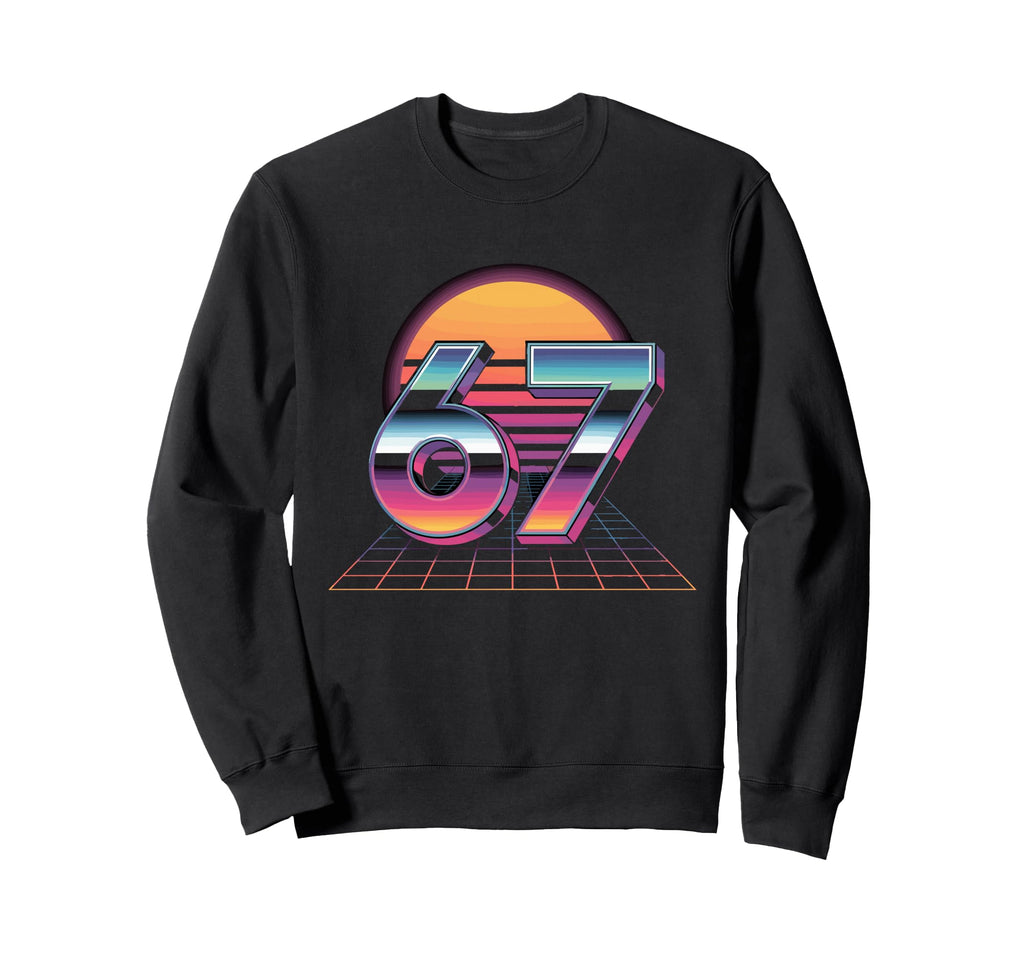 6 7 Synthwave Neon 1980S Vaporwave Sweatshirt - Trendy Graphic for Adults - T-Shirt, Sweatshirt, Hoodie