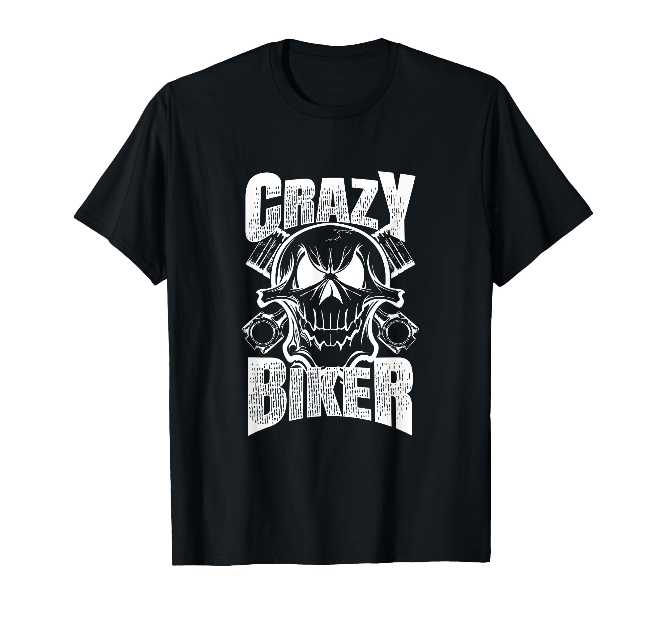 Crazy Biker Skull Motorcycle T-Shirt - Graphic Print Men Women - T-Shirt, Sweatshirt, Hoodie