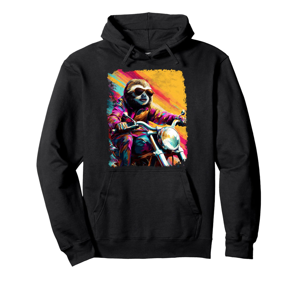 Sloth Motorcycle Hoodie - Minimalist Print Unisex - T-Shirt, Sweatshirt, Hoodie