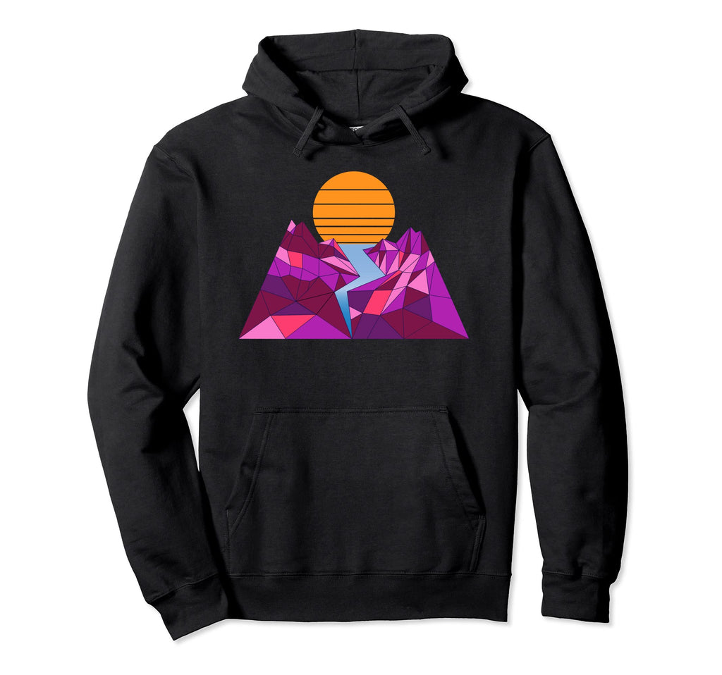 Retrowave Mountain Sun Hoodie - Unique Graphic Men Women - T-Shirt, Sweatshirt, Hoodie