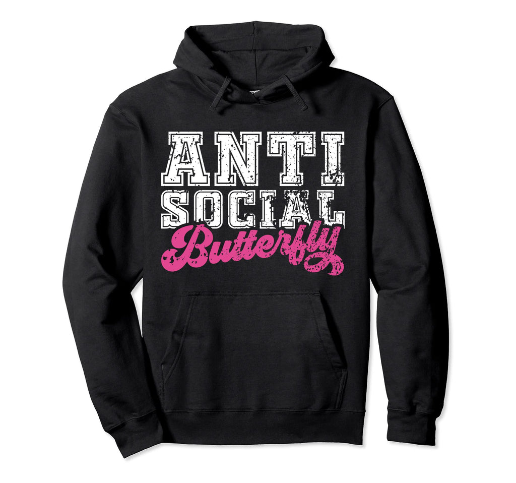 Anti Social Butterfly Introverted And Hoodie - Minimalist Print Men Women - T-Shirt, Sweatshirt, Hoodie