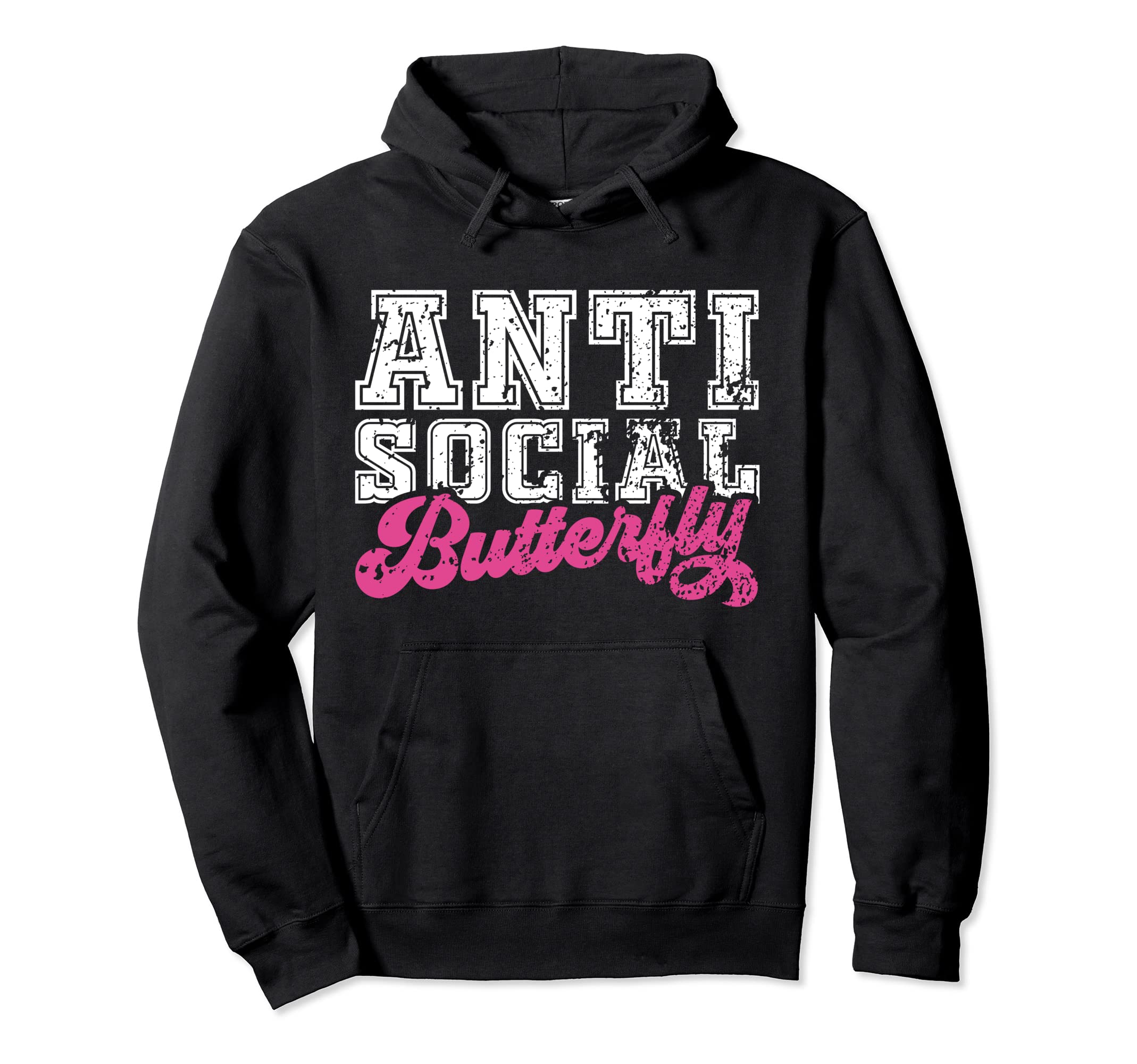 Anti Social Butterfly Introverted And Hoodie - Minimalist Print Men Women - T-Shirt, Sweatshirt, Hoodie