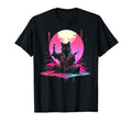 Synthwave Cat Samurai Mediation T-Shirt - Streetwear Style Unisex - T-Shirt, Sweatshirt, Hoodie