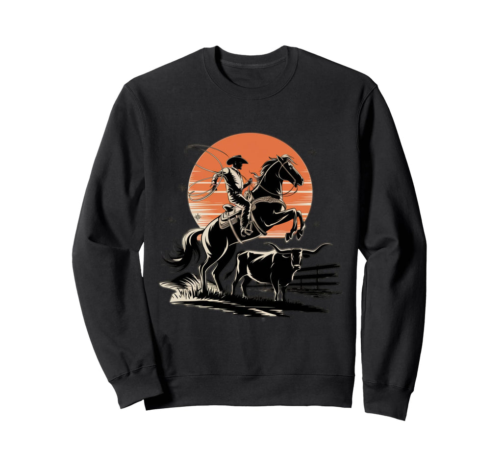 Wild West Sunset Cowboy Western Sweatshirt - Aesthetic Graphic Men Women - T-Shirt, Sweatshirt, Hoodie