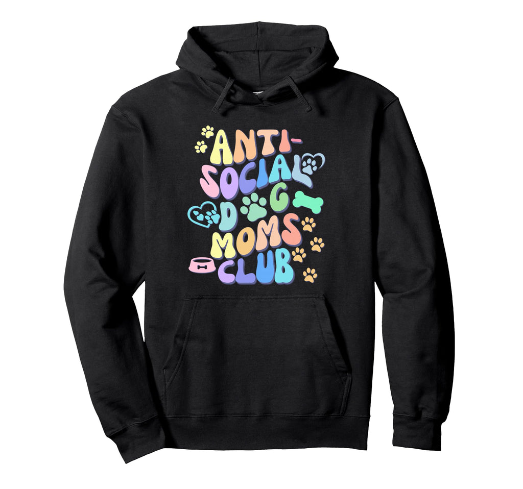 Funny Antisocial Dog Moms Club Introvert Hoodie - Aesthetic Graphic Unisex - T-Shirt, Sweatshirt, Hoodie