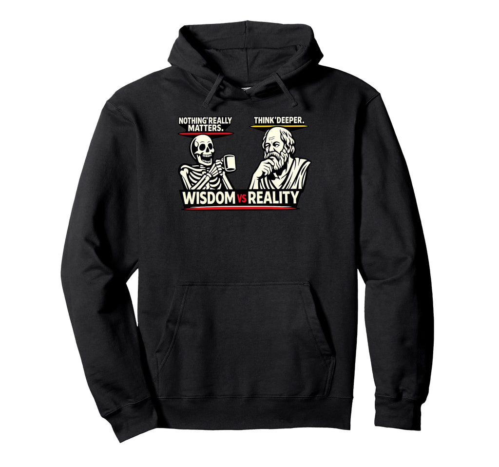 Skeleton Vs Socrates Funny Philosophy Hoodie - Minimalist Print for Adults - T-Shirt, Sweatshirt, Hoodie