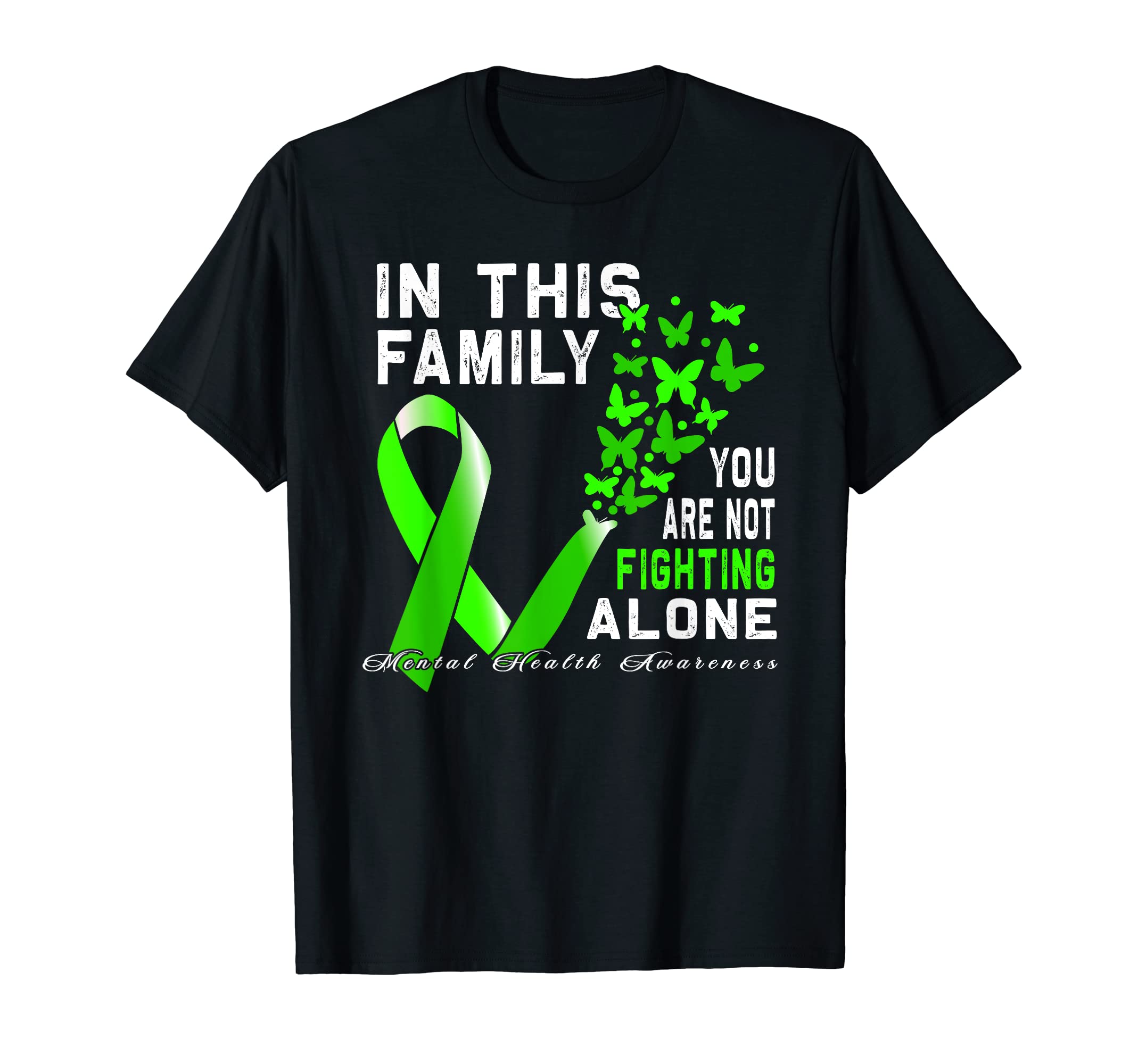 Green Ribbon Butterfly Mental Health T-Shirt - Minimalist Print Unisex - T-Shirt, Sweatshirt, Hoodie