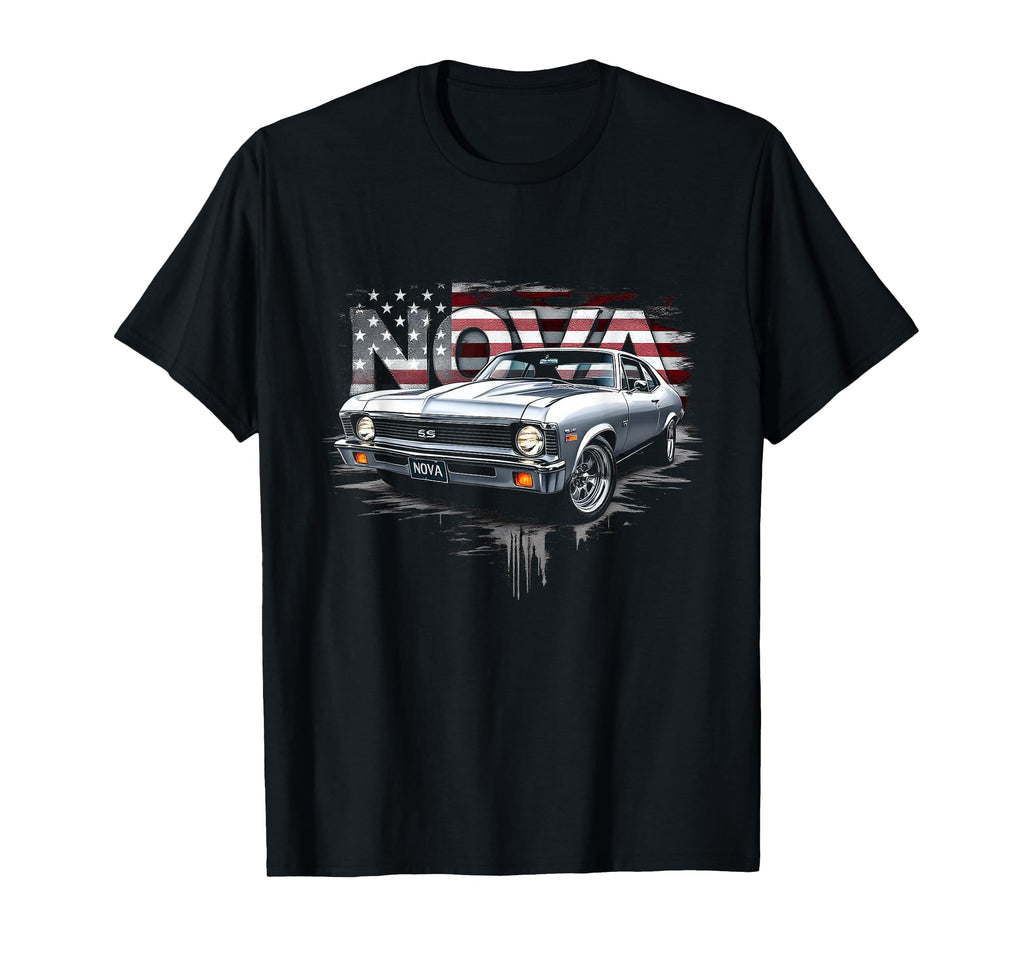 1970 70 Nova Ss American Flag Muscle T-Shirt - Streetwear Style for Adults - T-Shirt, Sweatshirt, Hoodie