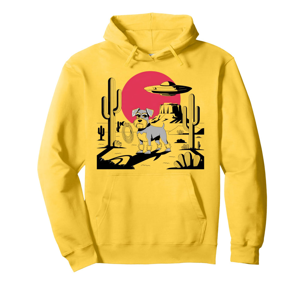 Schnauzer Schnauzer Ufo Western Hoodie - Fun Novelty Design Men Women - T-Shirt, Sweatshirt, Hoodie