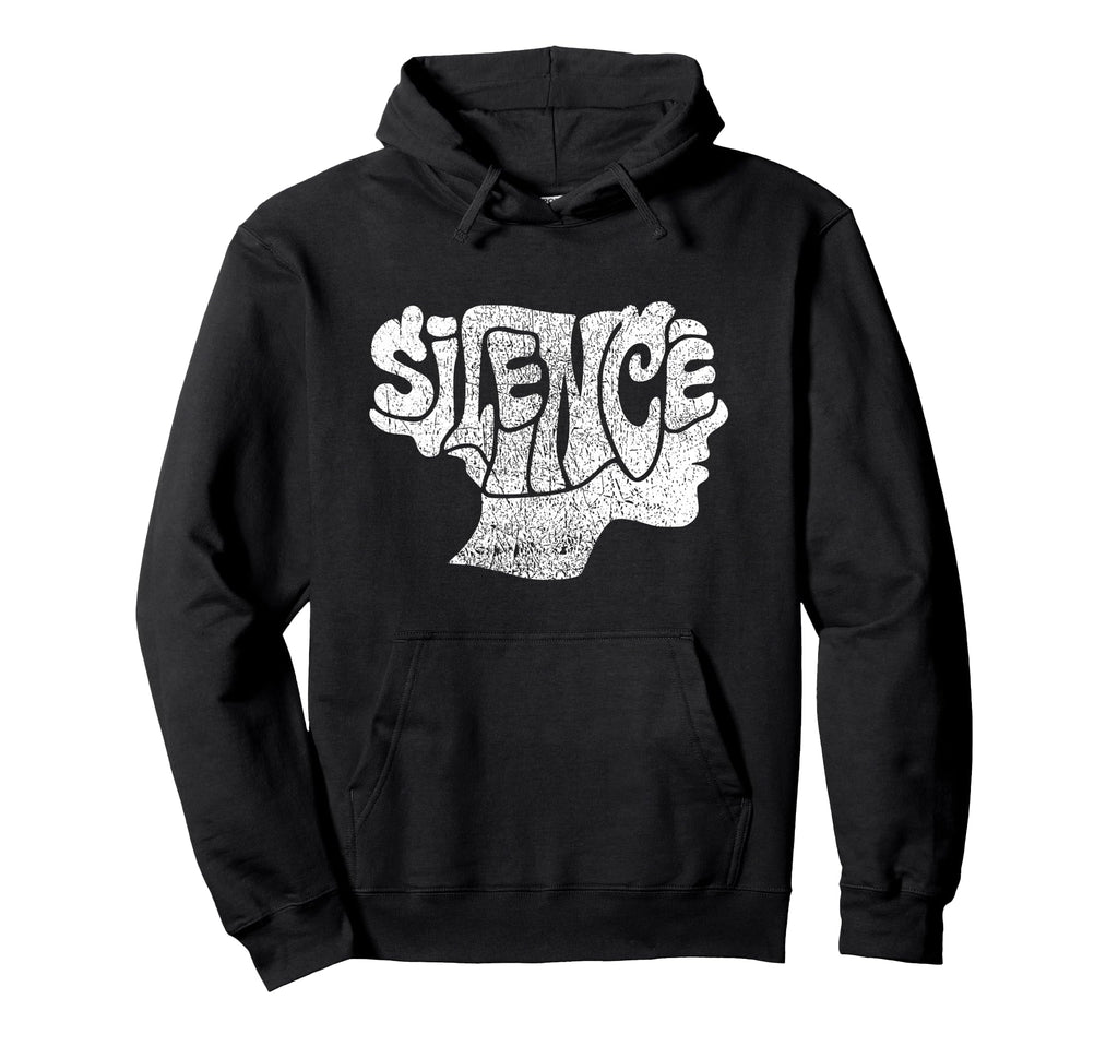 Silence Hate Distressed Typography Profile Hoodie - Graphic Print Unisex - T-Shirt, Sweatshirt, Hoodie