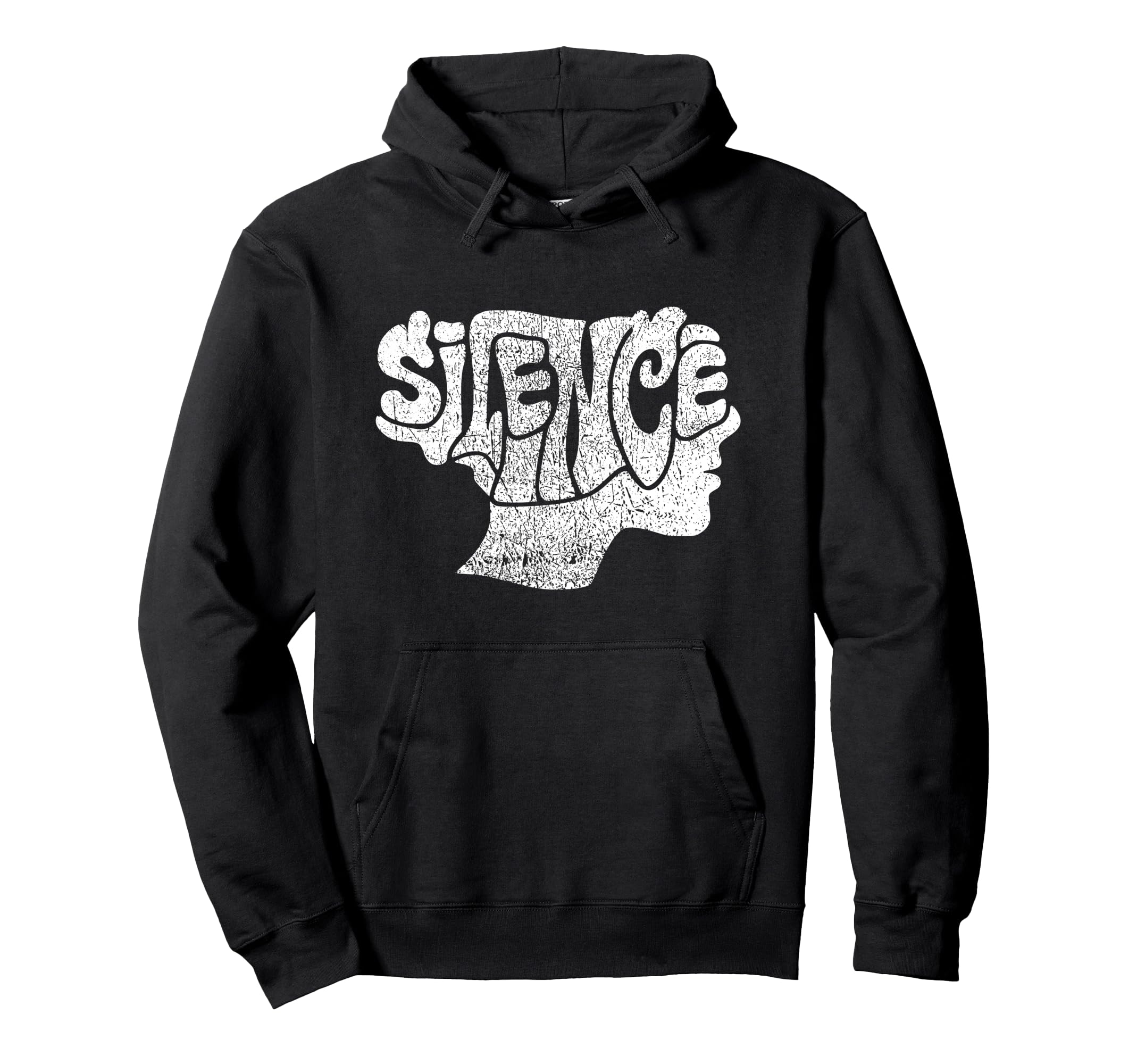 Silence Hate Distressed Typography Profile Hoodie - Graphic Print Unisex - T-Shirt, Sweatshirt, Hoodie